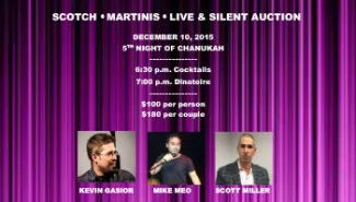 Flyer for Night of the Senses, 10 December 2015, with three comedians